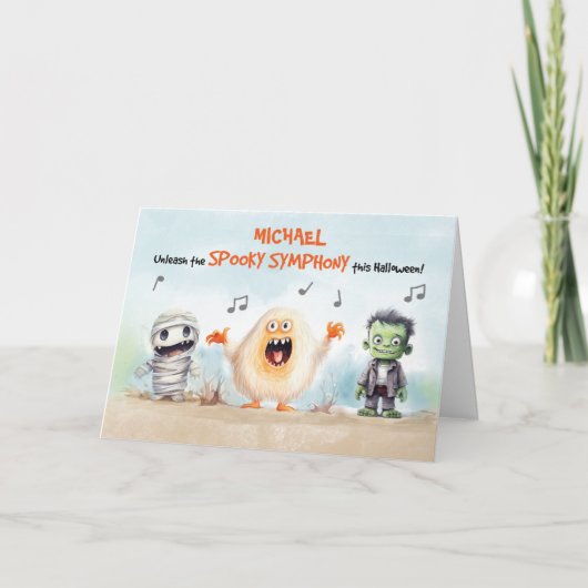 Halloween Gesangsmonster Karte (Vorderseite)