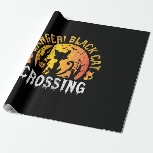 Halloween-Geschenk | Gefährdung durch Katzenüberqu Geschenkpapier (Ungerollt)