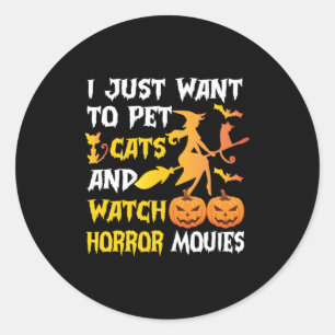 Halloween-Geschenk Ich Wollte einfach Katzen zum Runder Aufkleber