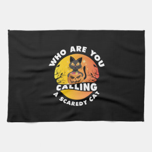 Halloween-Geschenk   Wer nennt man eine Katze? Geschirrtuch