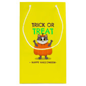 Halloween-Geschenkbeutel, Katze in Kürbis mit gelb Kleine Geschenktüte (Rückseite)