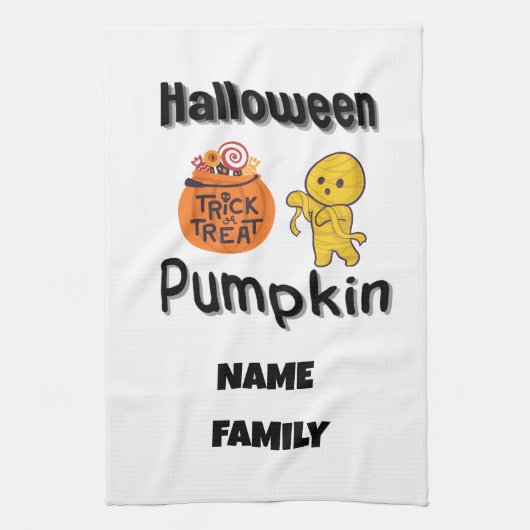 Halloween-Geschenke für personalisierte Familienkü Geschirrtuch (Vertikal)