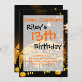 Halloween-Geschenke von fliegenden Hexen ernten Mo Einladung (Vorne/Hinten)