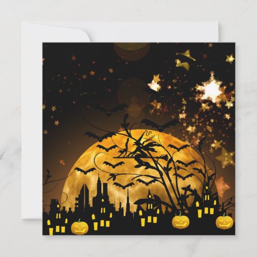 Halloween-Geschenke von fliegenden Hexen ernten Mo Karte (Vorderseite)