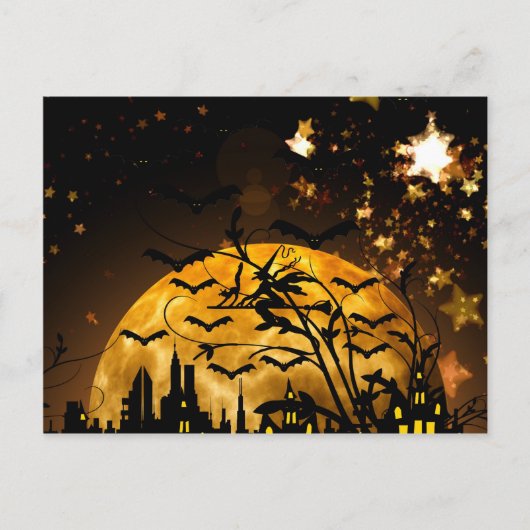 Halloween-Geschenke von fliegenden Hexen ernten Mo Postkarte (Vorderseite)