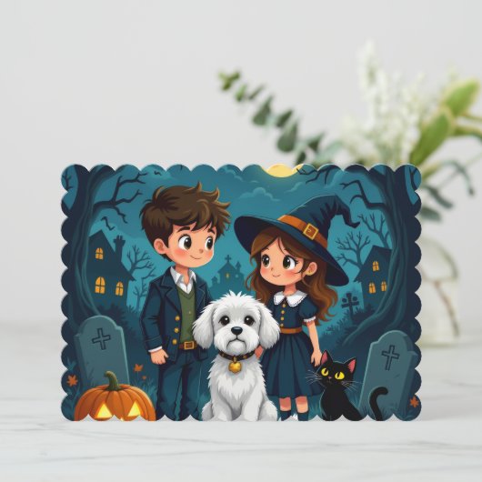 Halloween-Geschenkgutschein Einladung (Stehend Vorderseite)