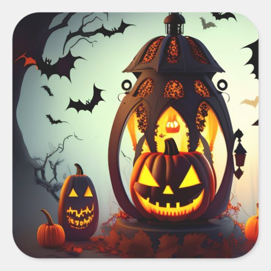 Halloween-Geschenkmarke Quadratischer Aufkleber (Vorderseite)