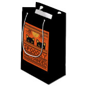 Halloween-Geschenktasche, schwarze Katzen, unheiml Kleine Geschenktüte (Rückseite Schrägansicht)
