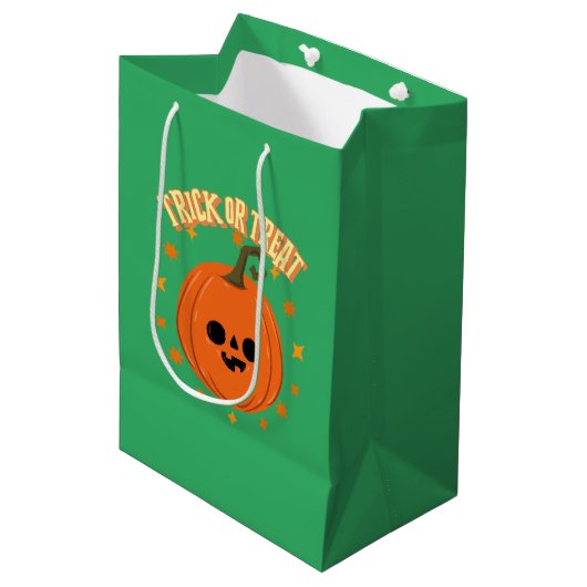 Halloween Geschenktüte Kürbistrick oder Trete (Vorderseite Schrägansicht)
