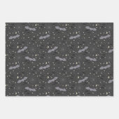 Halloween Geschlecht Neutrale Lila und Schwarze Fl Geschenkpapier Set (Vorderseite)