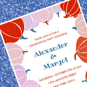 Halloween Geschlechtsenthüllungs-Einladungen Kürbi Einladung