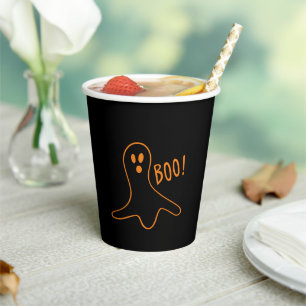 Halloween-Gespenst schwarz & orangefarben lecker Pappbecher