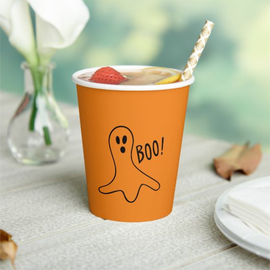 Halloween-Gespenst schwarz-orangefarben Spore Pappbecher (In Situ)