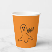 Halloween-Gespenst schwarz-orangefarben Spore Pappbecher (Rückseite)