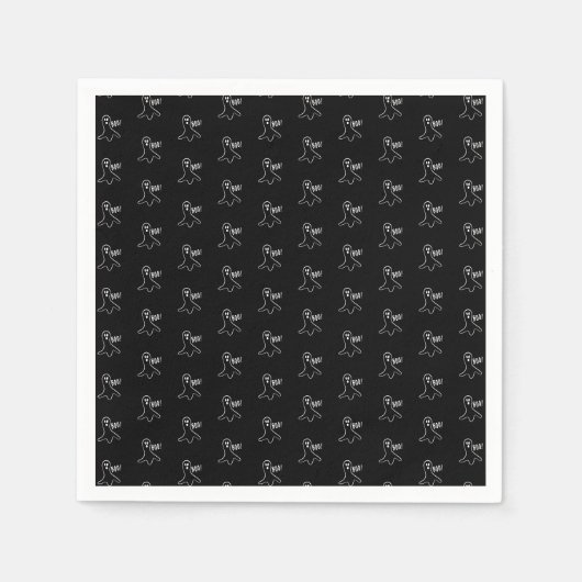 Halloween-Gespenst Schwarz-Weiß-Musterpapier Serviette (Vorderseite)