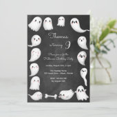 Halloween-Gespenster beängstigend Kindergeburtstag Einladung (Stehend Vorderseite)