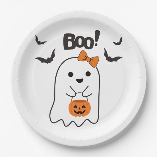 Halloween-Gespenster-Einkauf Pappteller (Vorderseite)