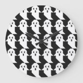 Halloween-Gespenster: geometrisch nahtloses Muster Große Wanduhr (Vorderseite)