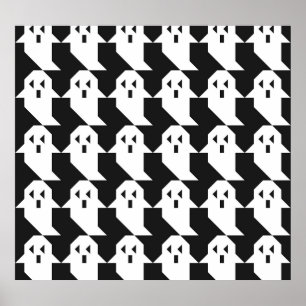 Halloween-Gespenster: geometrisch nahtloses Muster Poster