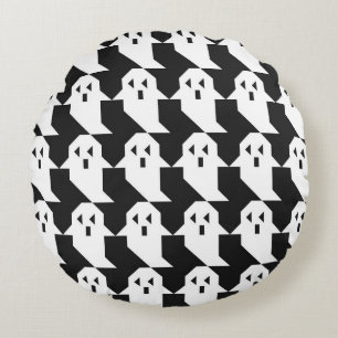 Halloween-Gespenster: geometrisch nahtloses Muster Rundes Kissen