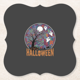 Halloween Gespensterbaum Geister und schwarze Katz Untersetzer