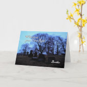 Halloween - gespenstischer Friedhof, für Bruder Karte (Gelbe Blume)