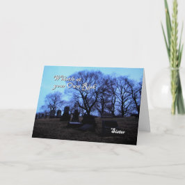 Halloween - gespenstischer Friedhof, für Schwester Karte