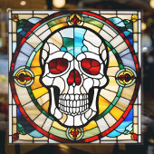 Halloween gesteinigtes Glas Mosaik Skull farbenfro Fensteraufkleber