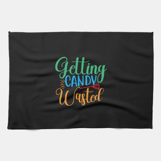 Halloween Getting Candy Wasted Birthday Geschirrtuch (Horizontal)