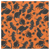 Halloween-Gewebe mit schwarzen Katzen und Spinnen Stoff (Nahaufnahme)