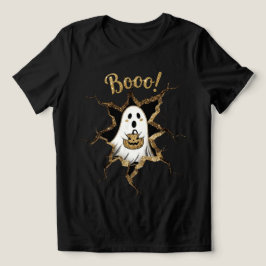 Halloween Gheost Faux Glitter Tri-Blend Shirt