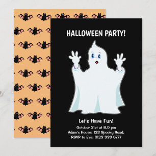 Halloween Ghost auf schwarze Einladung