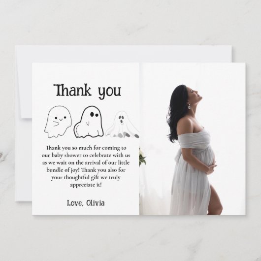 Halloween Ghost Baby Dusche Dankeschön Karte (Vorderseite)