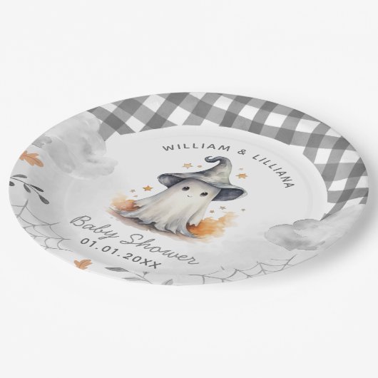 Halloween Ghost Baby Dusche Pappteller (Schrägansicht)