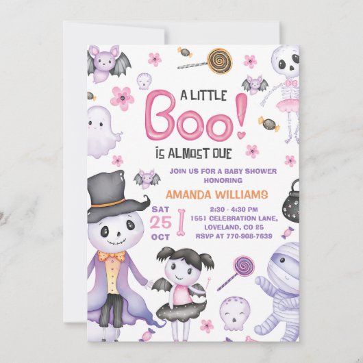 Halloween Ghost Baby Girl Shower Party Einladung (Vorderseite)