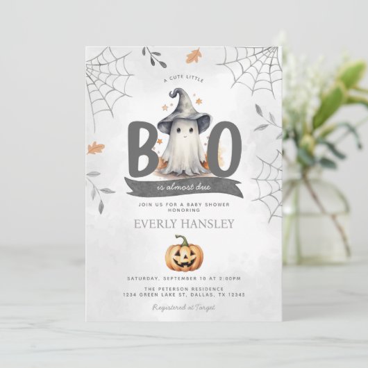 Halloween Ghost Baby Shower Einladung (Stehend Vorderseite)