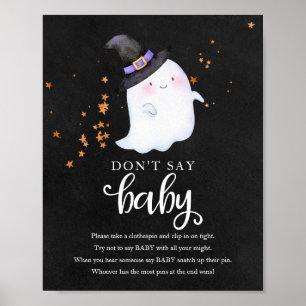 Halloween Ghost Baby Shower Say Baby Sign nicht Poster