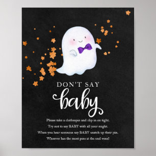 Halloween Ghost Baby Shower Say Baby Sign nicht Poster
