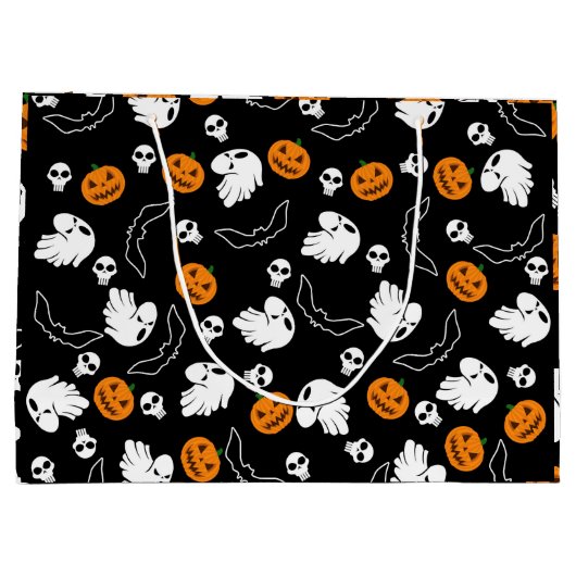 Halloween Ghost Bats Skull Pumpkin Große Geschenktüte (Rückseite)