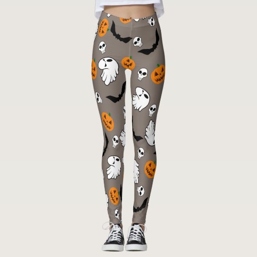 Halloween Ghost Bats Skull Pumpkin Leggings (Vorderseite)