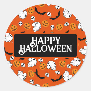 Halloween Ghost Bats Skull Pumpkin Runder Aufkleber