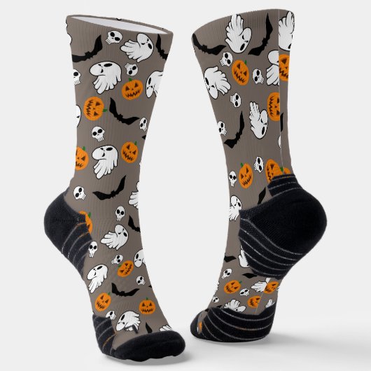 Halloween Ghost Bats Skull Pumpkin Socken (Gewinkelt)