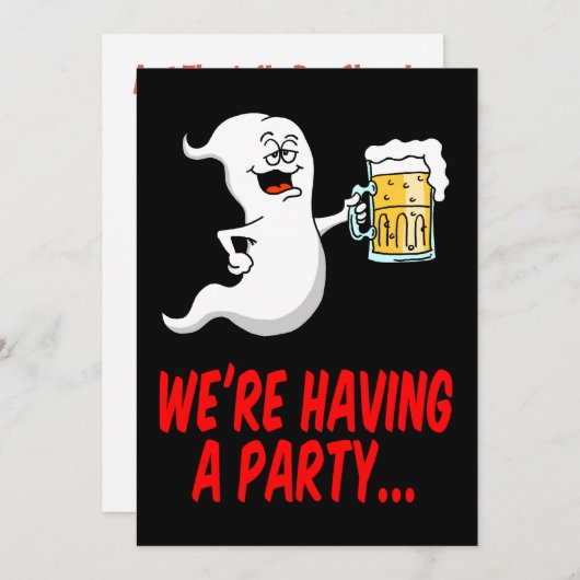 Halloween Ghost Beer Pun Einladung (Vorne/Hinten)