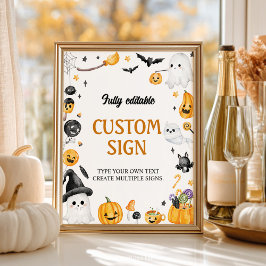 Halloween Ghost Birthday Party Table Sign Poster