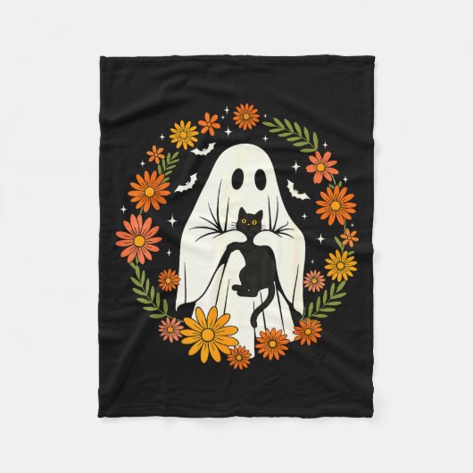 Halloween Ghost Black Cat Cute Funny  Fleecedecke (Vorderseite)