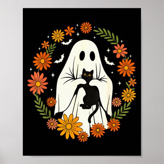 Halloween Ghost Black Cat Cute Funny Poster (Vorne)