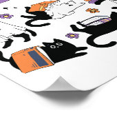 Halloween Ghost Black Cat Reading Book Costume Poster (Ecke)