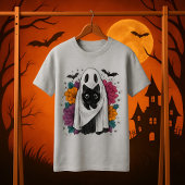 👻 🐈 Halloween Ghost & Black Cat T - Shirt - Sp