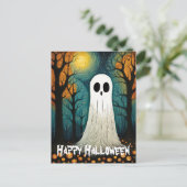 Halloween Ghost Boo Creepy Pumpkin Forest Postkarte (Stehend Vorderseite)