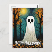 Halloween Ghost Boo Creepy Pumpkin Forest Postkarte (Vorne/Hinten)